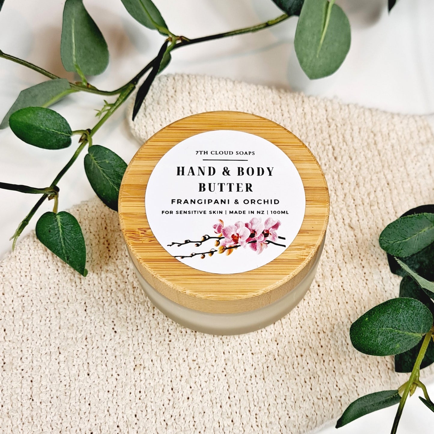 Frangipani & Orchid Hand & Body Butter | Glass Jar with Bamboo Lid