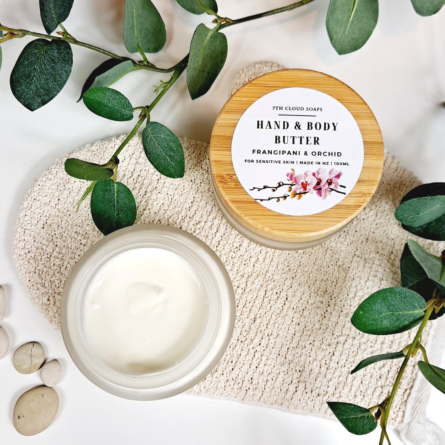 Frangipani & Orchid Hand & Body Butter | Glass Jar with Bamboo Lid