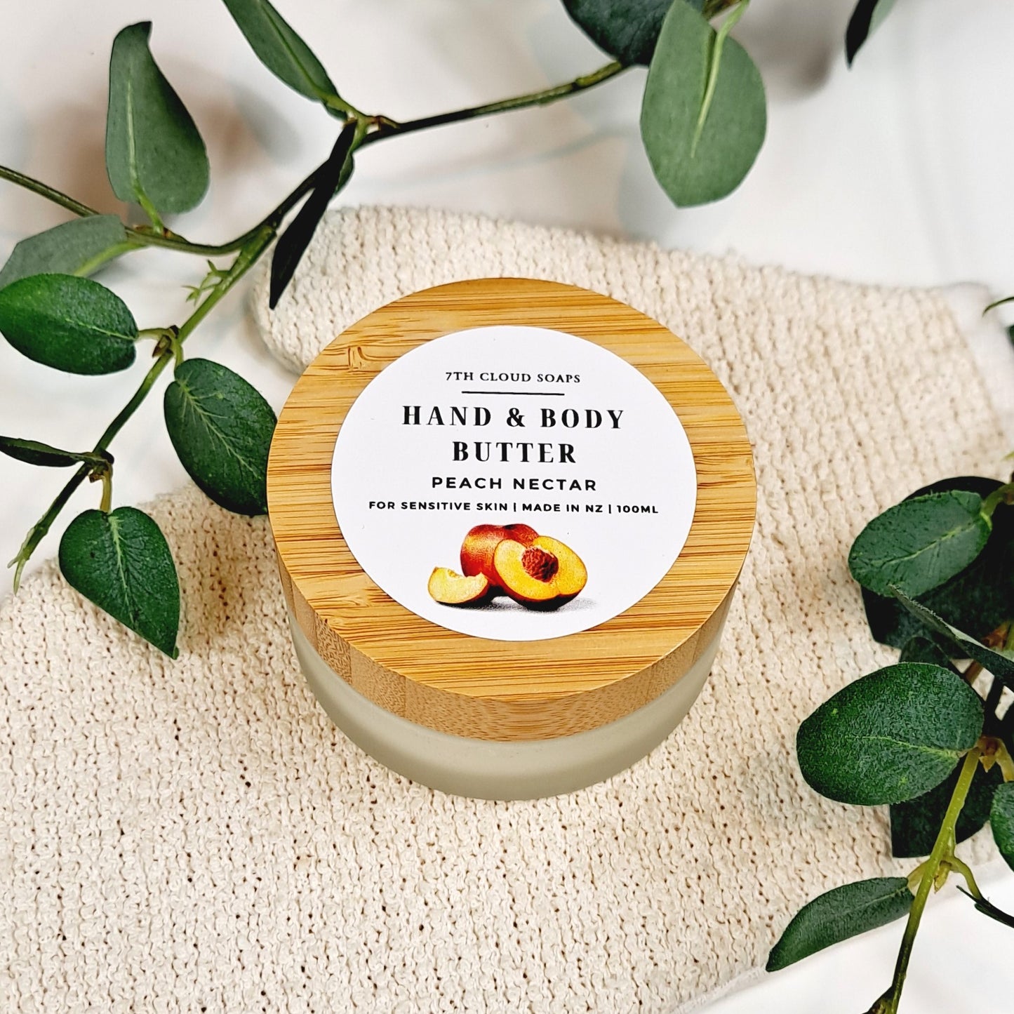 Peach Nectar Hand & Body Butter | Glass Jar with Bamboo Lid