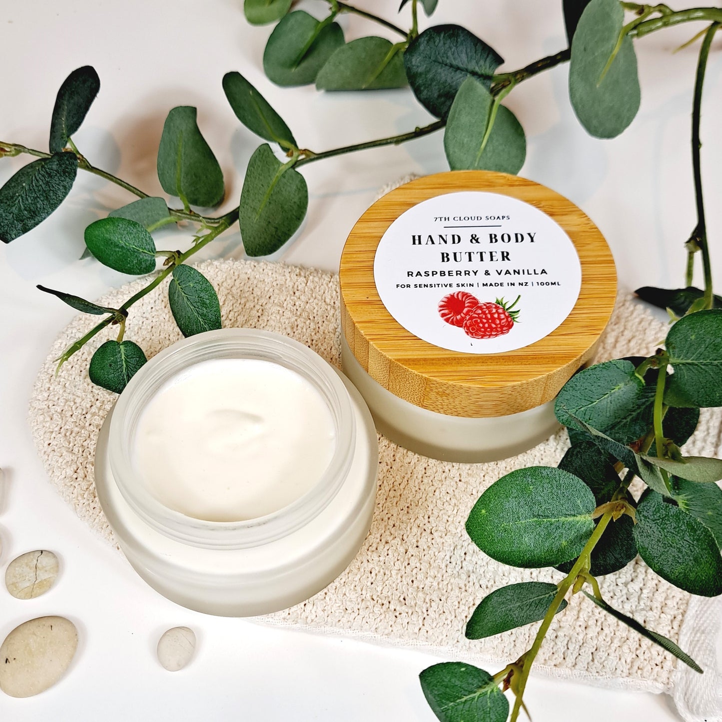 Raspberry & Vanilla Hand & Body Butter | Glass Jar with Bamboo Lid