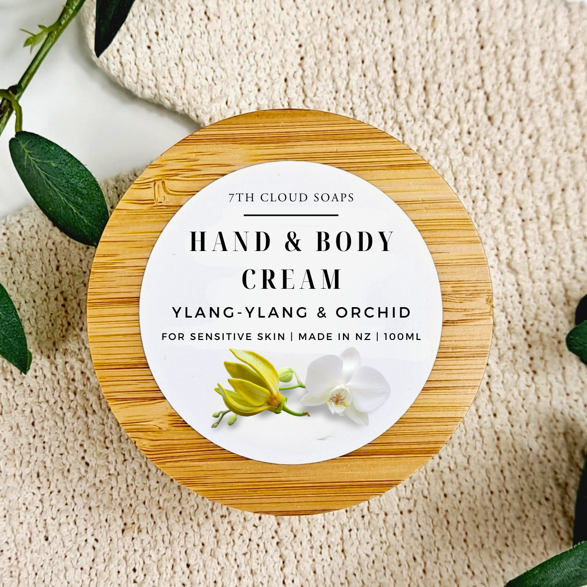Ylang-Ylang & Orchid Hand & Body Cream | Glass Jar with Bamboo Lid