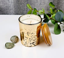 Load image into Gallery viewer, Raspberry &amp; Vanilla Candle - in Golden Jar with Wooden Lid | Soy Candle
