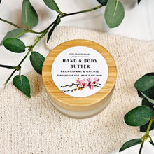 Load image into Gallery viewer, Frangipani &amp; Orchid Hand &amp; Body Butter | Glass Jar with Bamboo Lid
