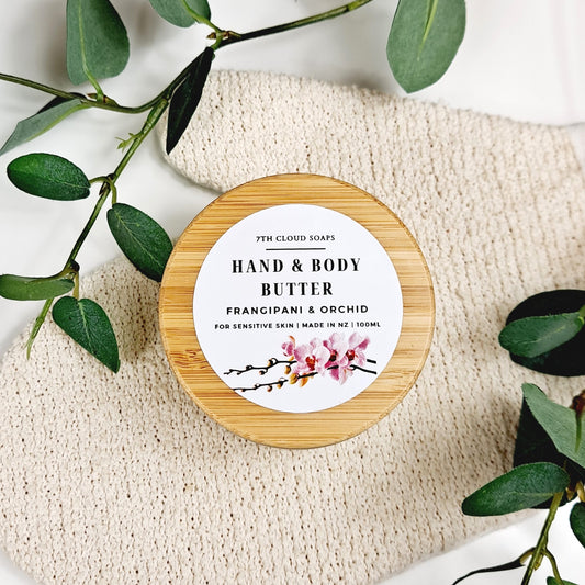 Frangipani & Orchid Hand & Body Butter | Glass Jar with Bamboo Lid