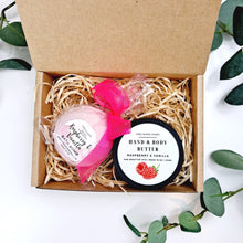 Load image into Gallery viewer, Raspberry &amp; Vanilla Gift Box | Body Butter &amp; Bath Bomb
