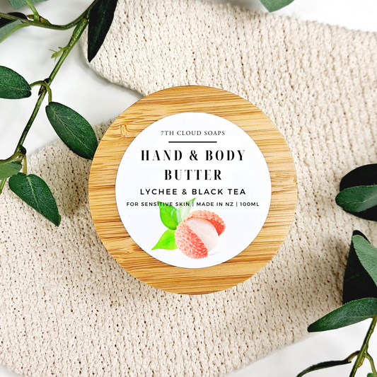 Lychee & Black Tea Hand & Body Butter | Glass Jar with Bamboo Lid