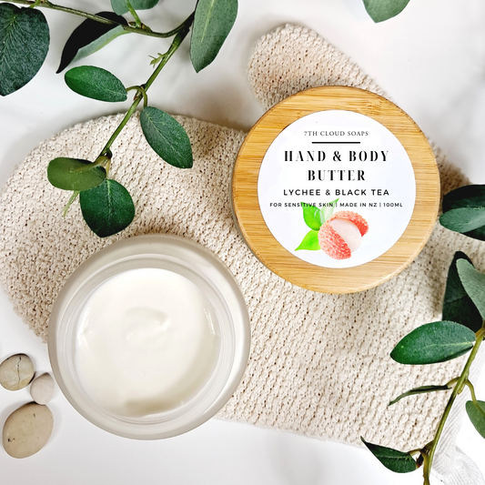 Lychee & Black Tea Hand & Body Butter | Glass Jar with Bamboo Lid