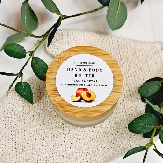 Peach Nectar Hand & Body Butter | Glass Jar with Bamboo Lid