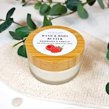 Load image into Gallery viewer, Raspberry &amp; Vanilla Hand &amp; Body Butter | Glass Jar with Bamboo Lid
