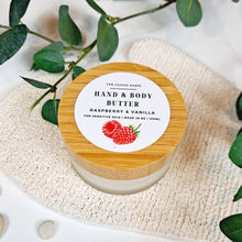 Load image into Gallery viewer, Raspberry &amp; Vanilla Hand &amp; Body Butter | Glass Jar with Bamboo Lid
