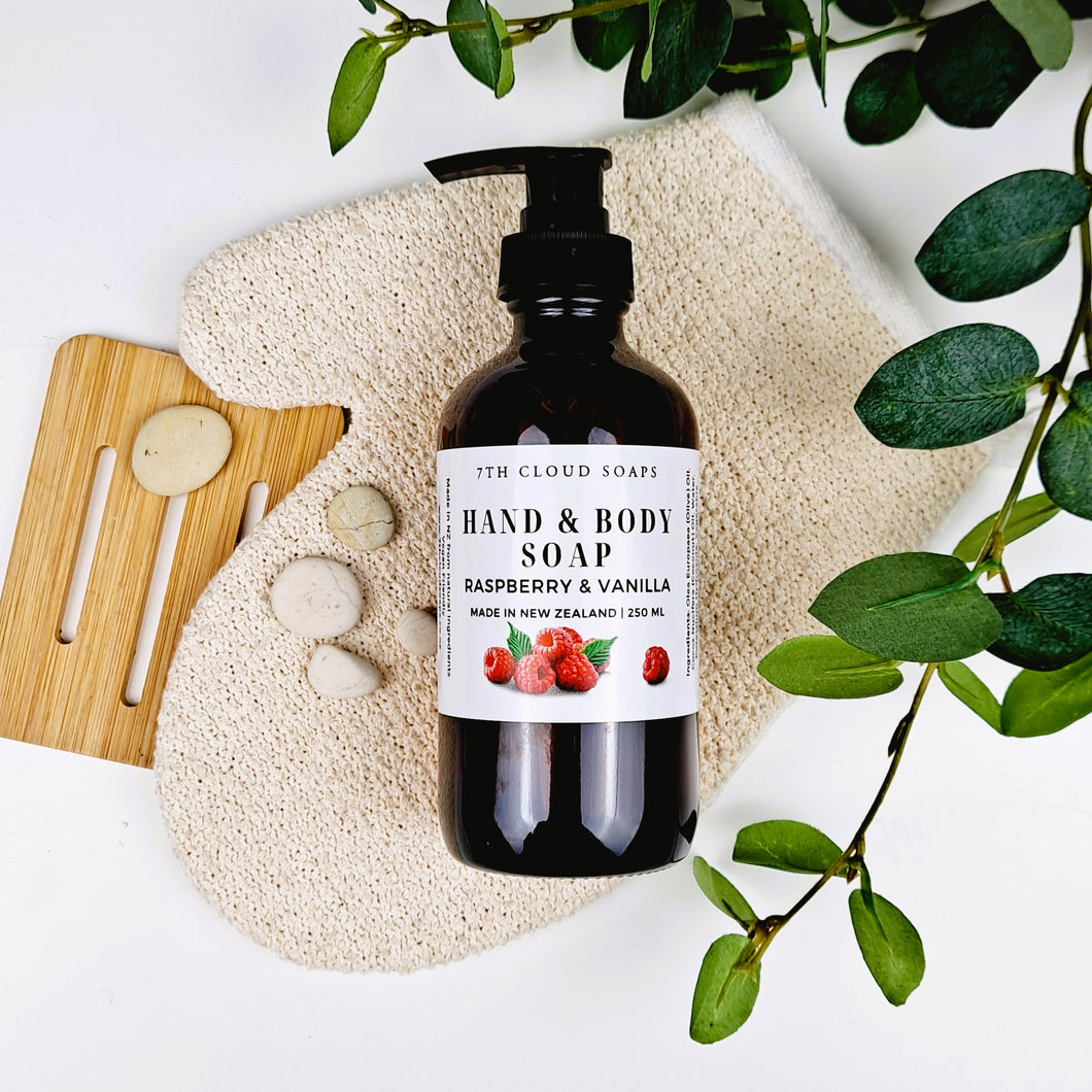 Liquid Hand & Body Soap - Raspberry & Vanilla | Olive Oil Soap