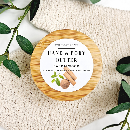 Sandalwood Hand & Body Butter | Glass Jar with Bamboo Lid