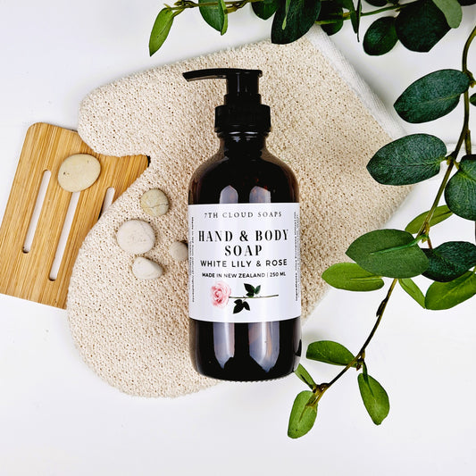 Liquid Hand & Body Soap - White Lily & Rose | Olive Oil Soap