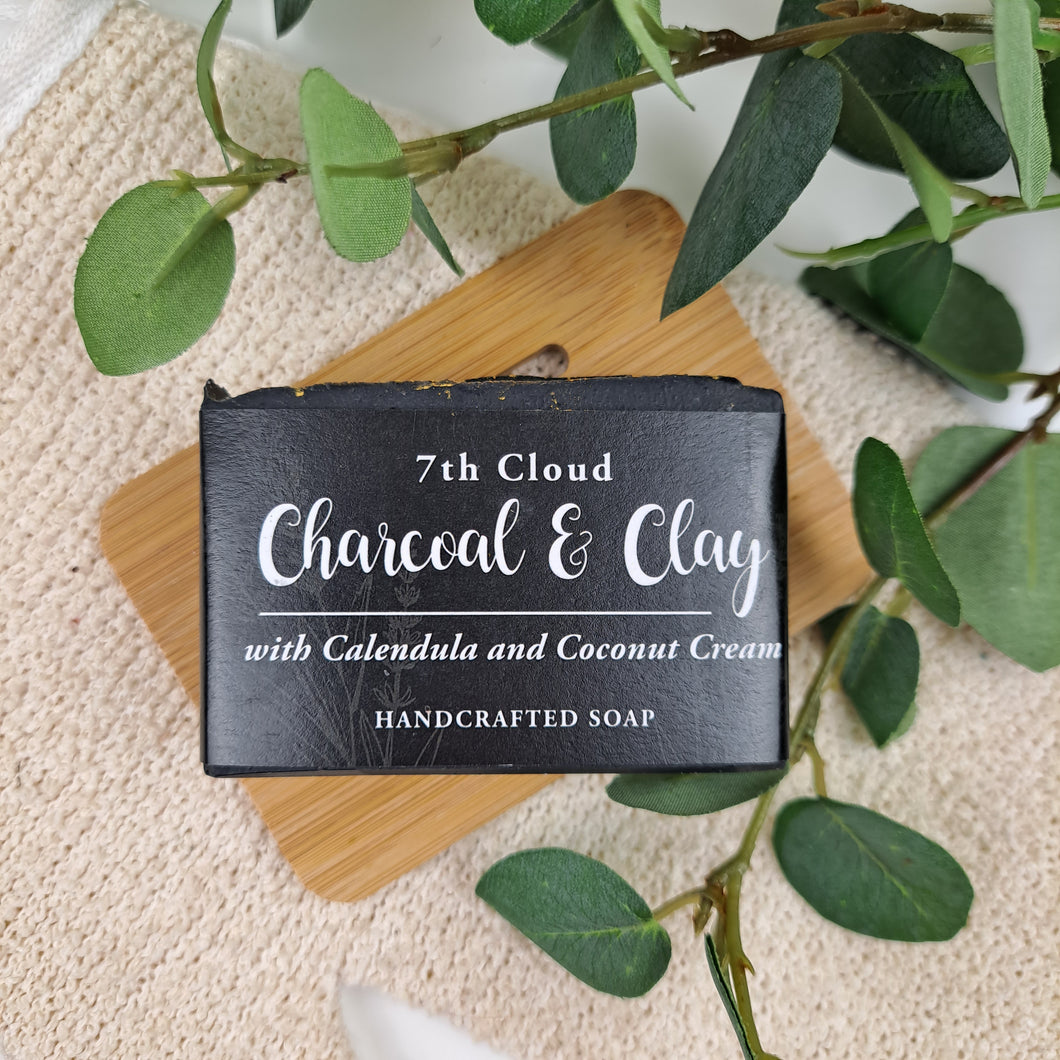 Charcoal & Clay Soap | 75% Olive Oil Soap | With Calendula & Bentonite Clay | For Problem & Sensitive Skin
