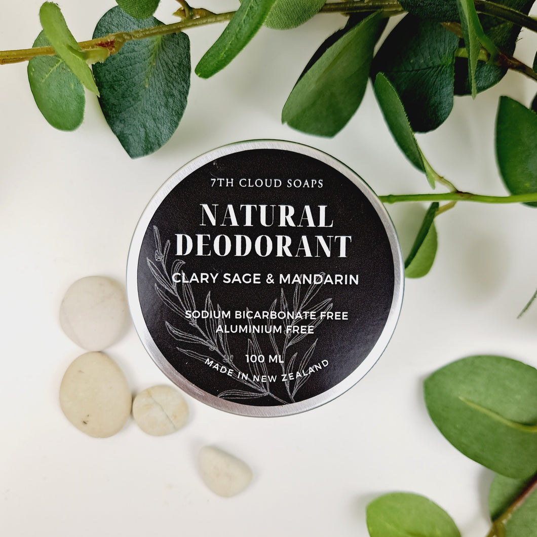 Natural Deodorant - Clary Sage & Mandarin | Baking Soda Free | Aluminum Free